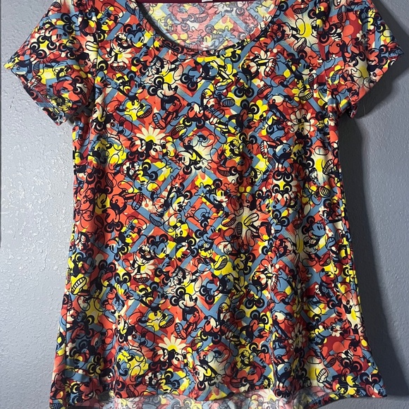 LulaRoe Disney Mickey Mouse‎ Class Tee Womens Small Geometric Print Stretch - Picture 3 of 7